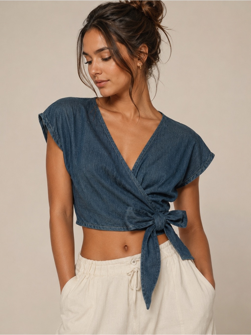 Urban outfitters denim open front crop top